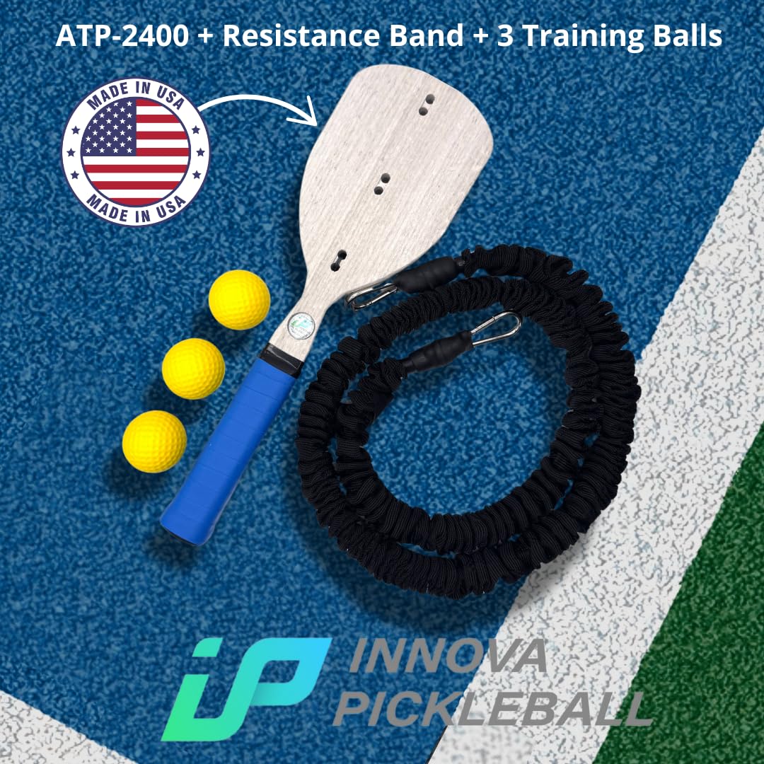 Innova Pickleball ATP-2400 Training Pickleball Practice Paddle with Resistance Band and Training Balls