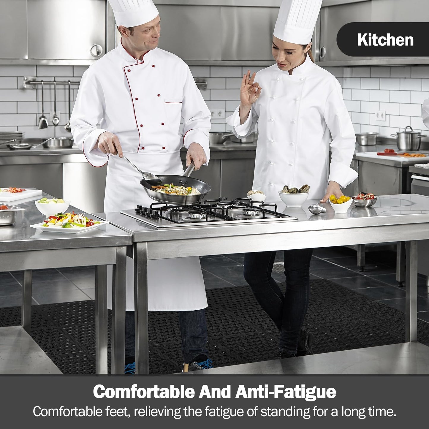 jxgzyy 83x35 Commercial Anti-Fatigue Drainage Rubber Matting Non-Slip Rubber Drainage Mat Commercial Kitchen Floor Mat Rubber Mat with Holes for Wet Area Use Black