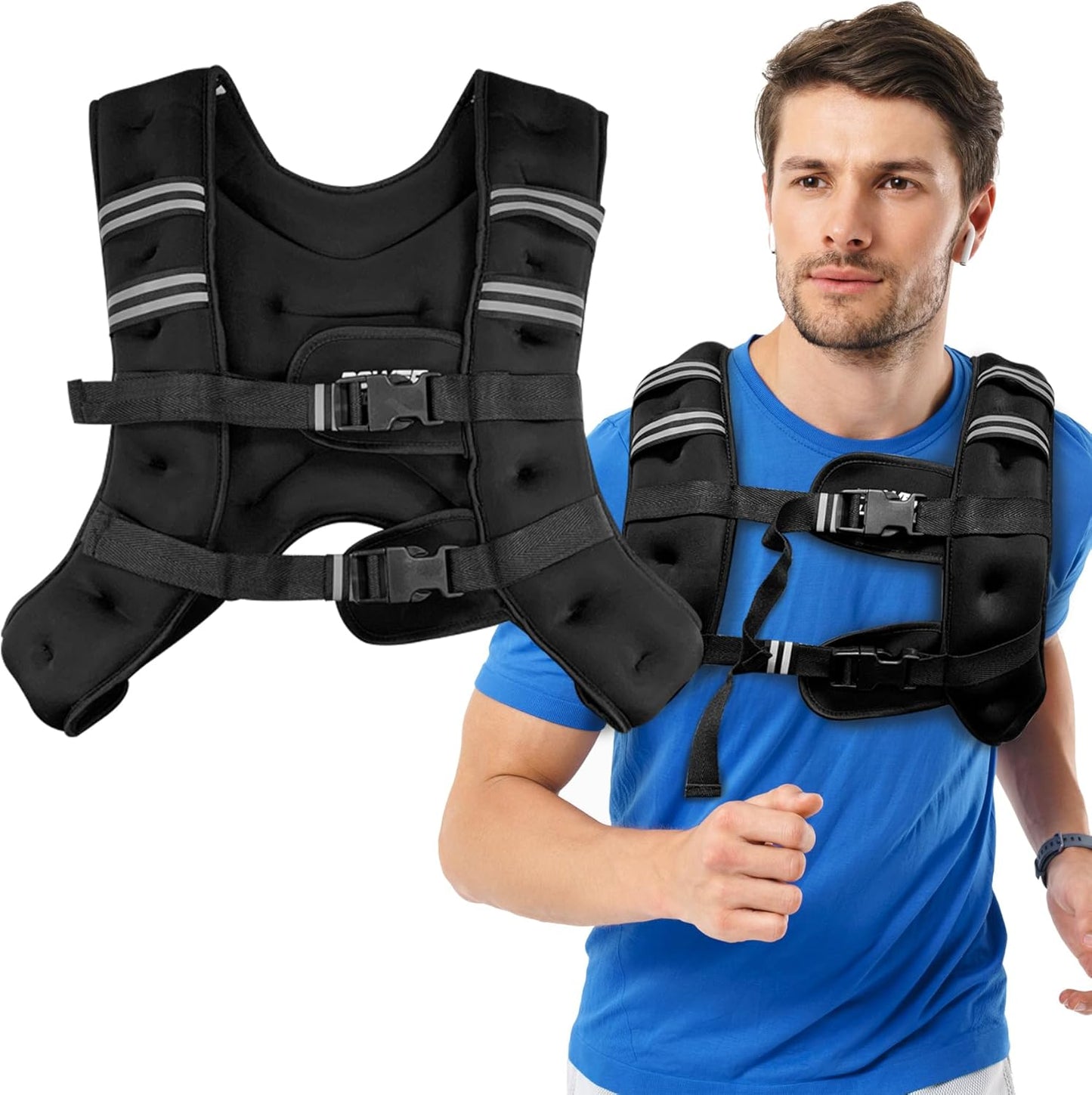 POWER GUIDANCE Weighted Vest - Adjustable & Reflective Workout Gear for Running, Jogging, & Strength Training