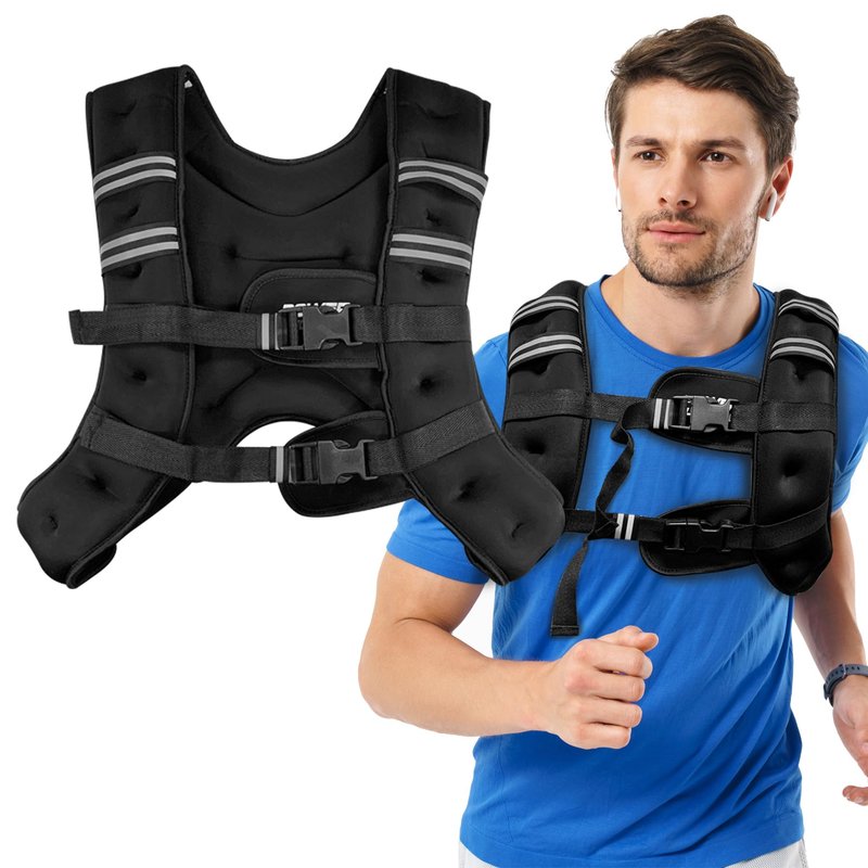 POWER GUIDANCE Weighted Vest for Men & Women with Reflective Stripes,Adjustable Workout Vest for Running, Jogging, Walking & Strength Training, Comfortable Rucking Weight Vest 15lb