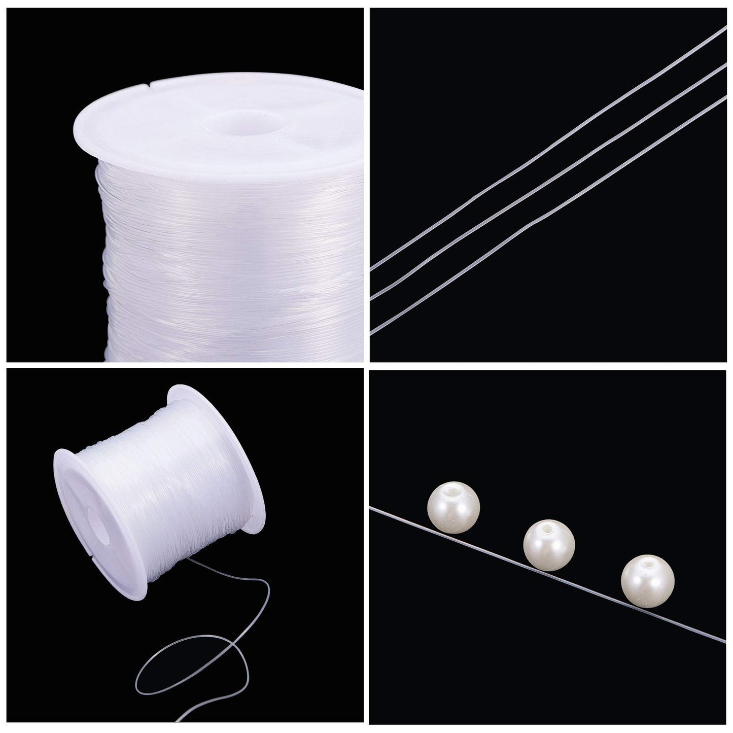 PH PandaHall 0.5mm Clear Fishing Line Invisible Nylon Thread Jewelry String Wire Beading Cords String for Christmas Party Decor, Seed Beads Jewelry Bracelet Making, 20 Yards