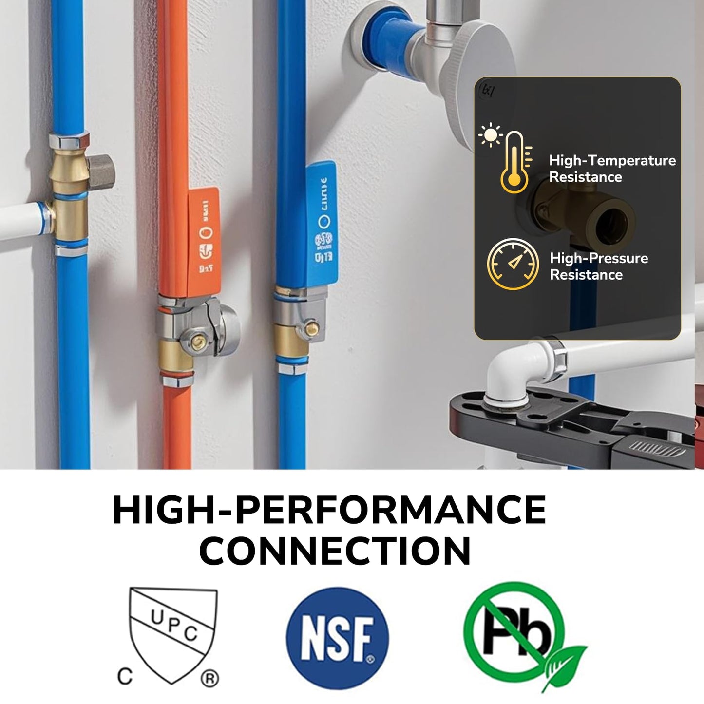 JUWO 1/2" Pex Coupling, 12 Pack Pex Fittings, NSF & UPC Certified, Heavy Duty Brass Crimp Fittings for Pipe Plumbing