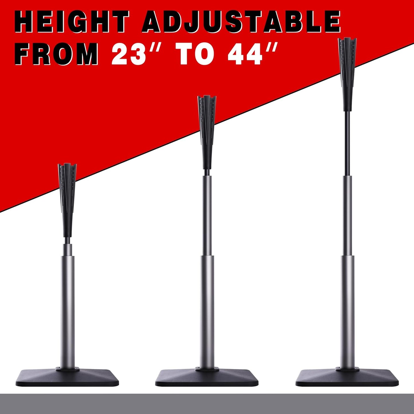 Skiennix 4-Prong Ball Rest Batting Tee - Adjustable 23" to 44" for Baseball & Softball Hitting