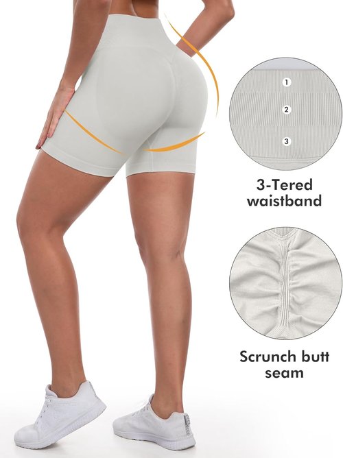 ATHVOTAR High Waisted Workout Gym Shorts - Seamless Butt Lifting Design for Women