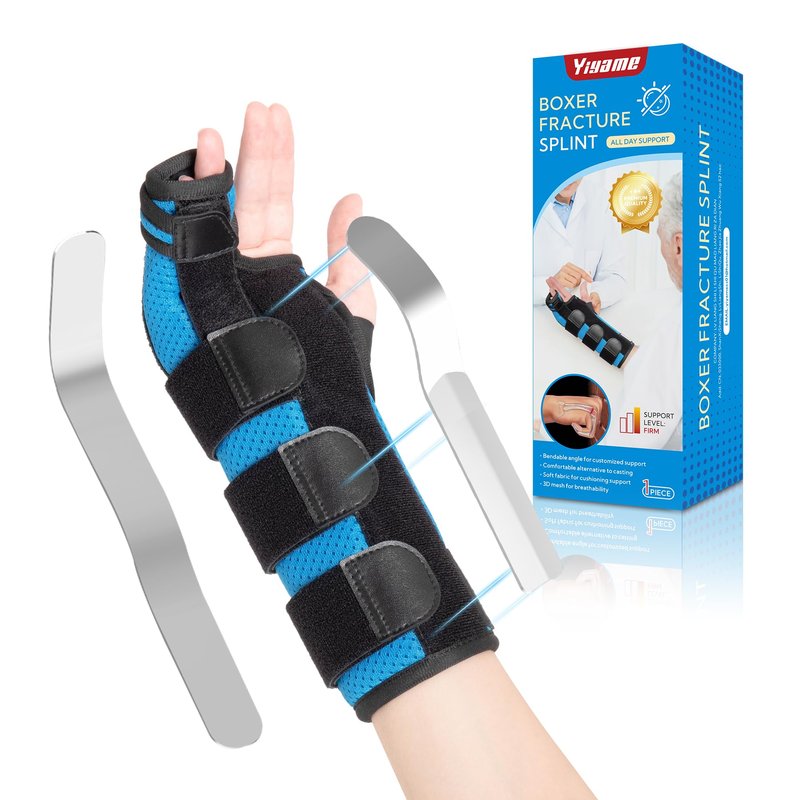 YiYame Boxer Fracture Splint, Ulnar Gutter Splint Right Hand, the 4th and 5th Metacarpal Finger Splint Hand Brace, Boxer Orthosis Hand & Wrist Brace for Women & Men, Right, L