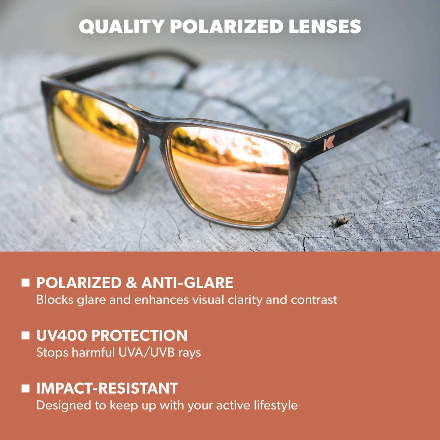 Knockaround Square Polarized Sunglasses for Men & Women - UV400 Protection