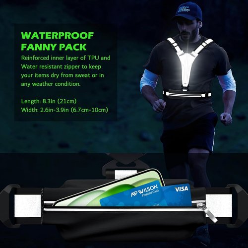 LED Reflective Vest by [Brand Name] - USB Rechargeable Light-Up Running Gear with Chest Phone Holder for Night Safety