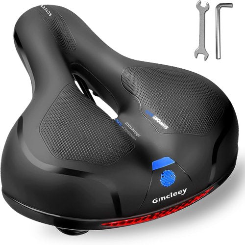 Comfort Bike Seat - Wide Memory Foam Bicycle Saddle with Dual Shock Absorption | Universal Fit for Indoor/Outdoor Use