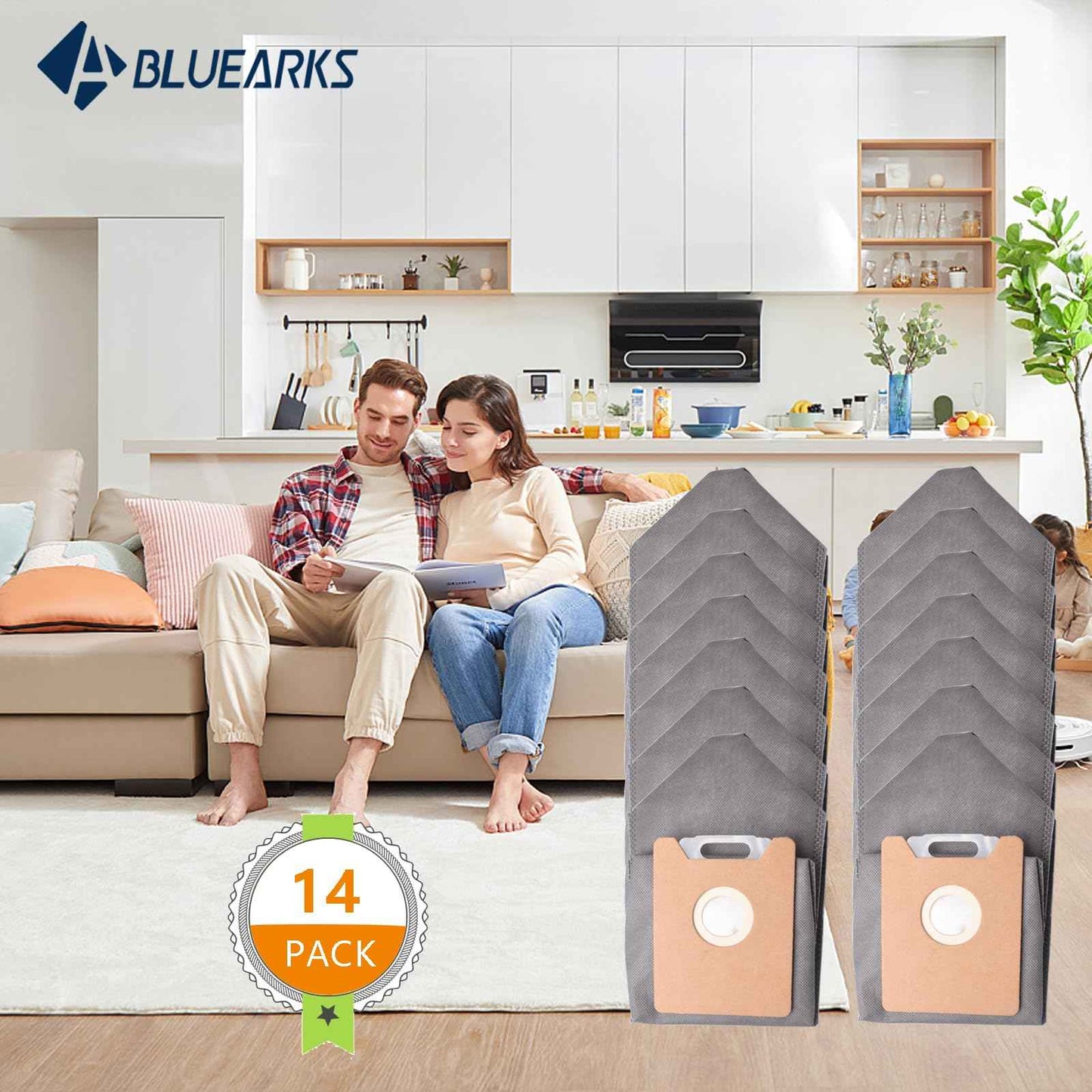 14Pcs Dust Bags Replacement for Eufy G35+, G40+, G40 Hybrid+ Auto-Empty Station,Eufy Robot Vacuum Dust Bags Kit, 2.7L Large Capacity Disposable Replacement Bags