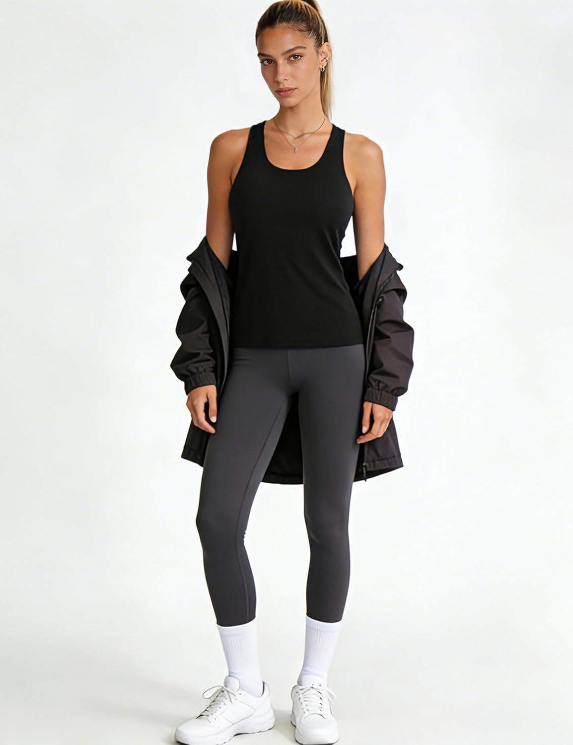 The Gym People Women's Longline Yoga Sports Bra - Racerback Padded Workout Tank Top | Slim Fit Design