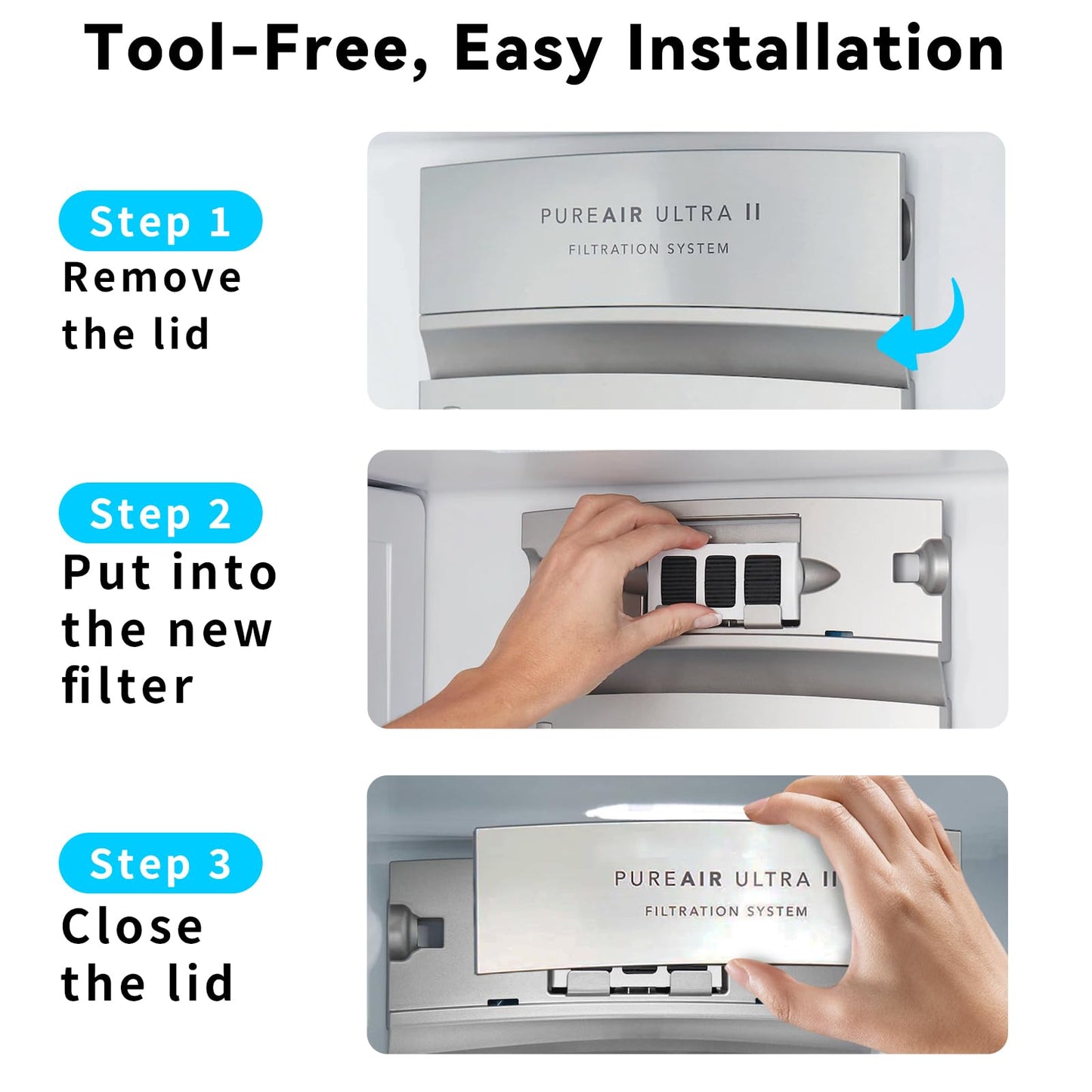 Guarm 2 Pack Paultra2 Refrigerator Air Filter Replacement, Strong Adsorption Air Filter Compatible with Frigidaire PureAir Ultra 2, Pure Air Ultra II and Electrolux - Part 242047805, 5303918847