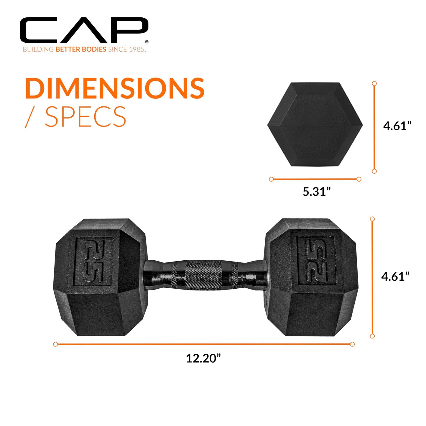 CAP 50 lbs Coated Dumbbell Set with Black handles, 25LBx2