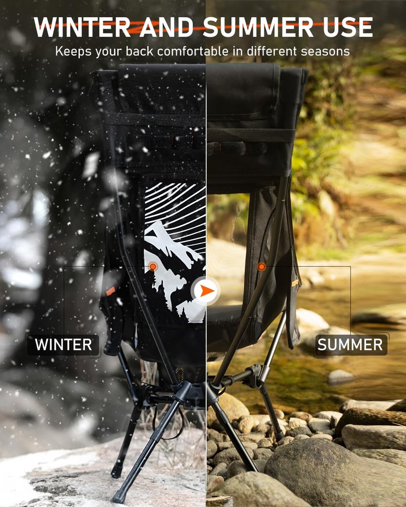 NOVSIGHT Camping Chairs - High Back Camping Chair with Adjustable Headrest and Feet, Lightweight Aluminum Frame, Breathable Mesh Folding Portable Camp Chair for Outdoor Hiking, Beach, Picnic