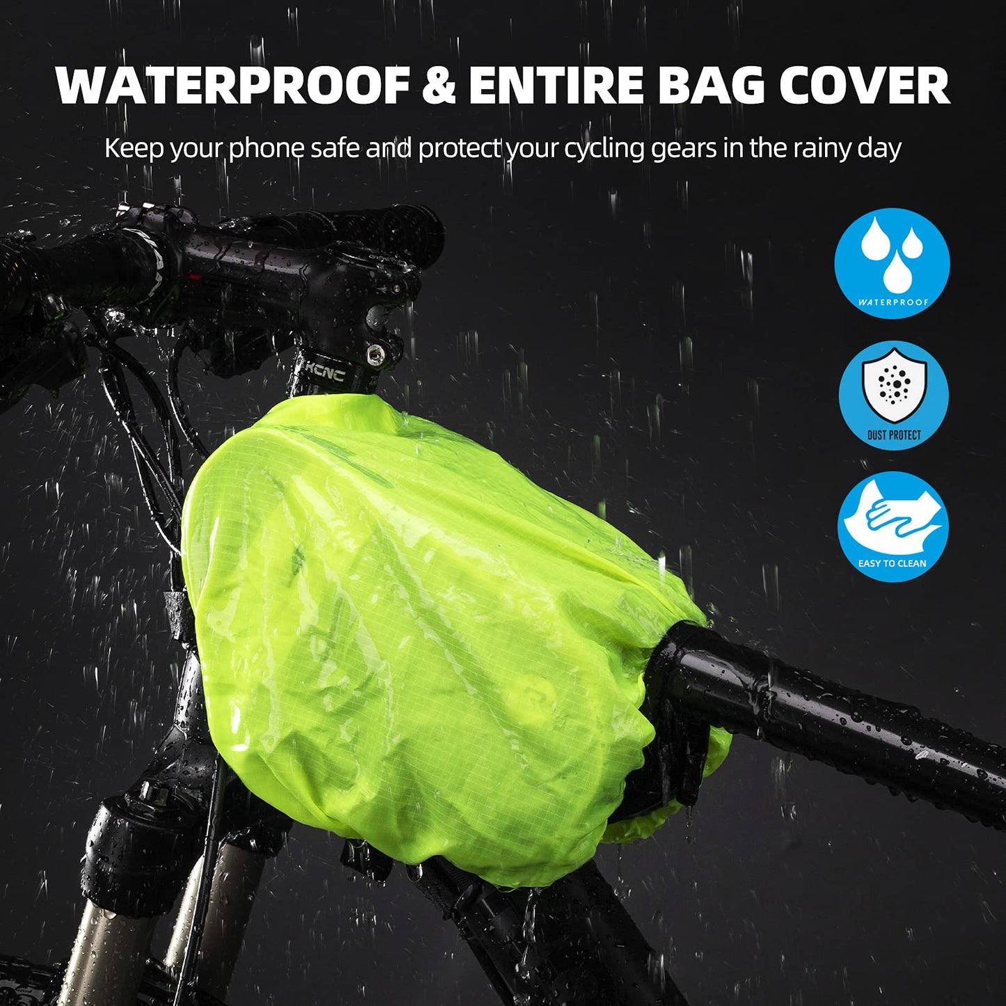 ROCKBROS Bike Front Frame Bag Top Tube Bike Phone Mount Bag Waterproof Bicycle Handlebar Cycling Accessories Pouch with 360° Rotation Phone Holder Fit Smartphone Below 7''