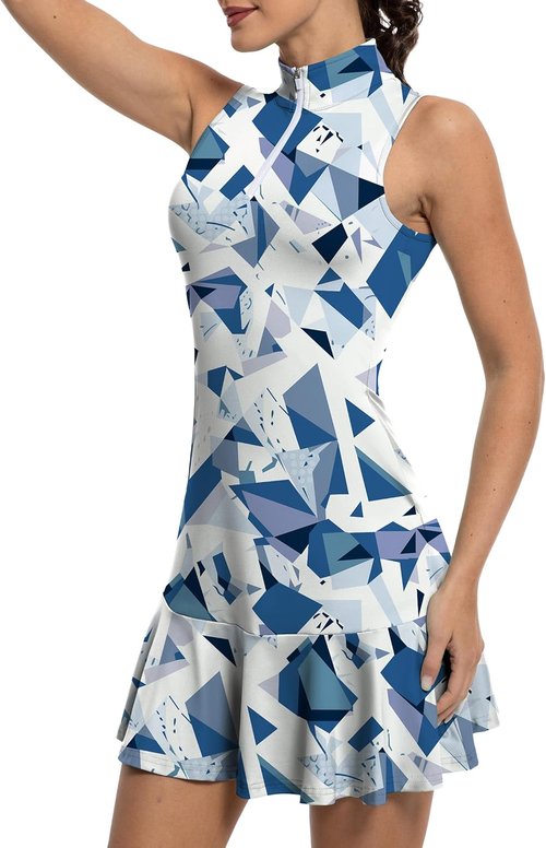 GGOV Tennis Dress - Women's Athletic Golf Dress with Sleeves, Inner Pocket & Zip-Up Collar | Stylish & Functional