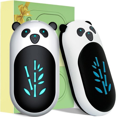 Hand Warmers Rechargeable 2 Pack,6000mAh Cute Panda Shaped Electric Hand Warmer,20Hrs Long Heating Reusable Hand Warmer,Portable Pocket USB Heater for Christmas,Outdoor,Hunting(Black/White)