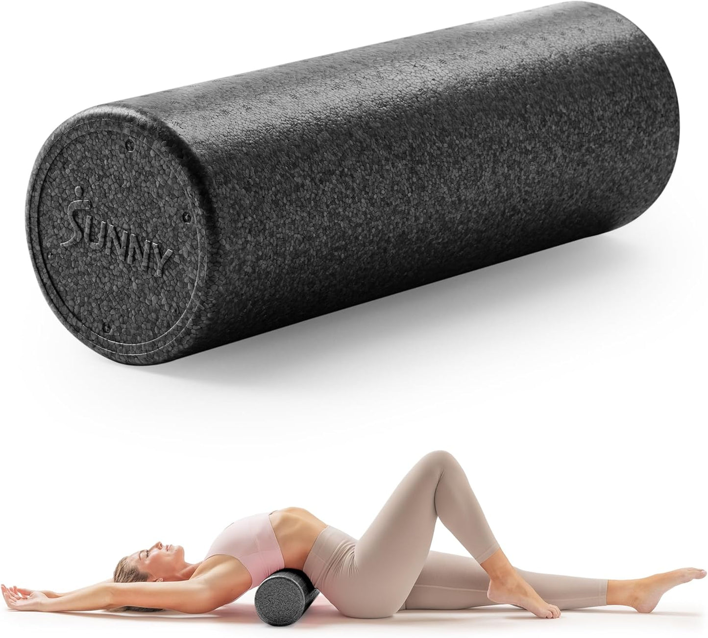 Sunny Health & Fitness High-Density Foam Roller | 12" to 36" for Stretching & Muscle Recovery – Black, Blue, Pink