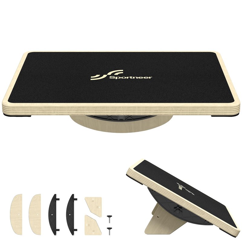 Sportneer 2-in-1 Balance Board – Adjustable Wobble & Slant Board for Core Strength, Stretching, Rehab, Standing Desk, Home Gym Workout