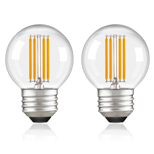 PADMO LUDAZ Dimmable LED G16.5 Light Bulb 40W Equal 4W,Small Round Light Bulbs Globe Short Light Bulbs for Chandelier,Lamp,Bathroom Vanity,Sconce,Warm White 2700K 400LM,Pack of 2