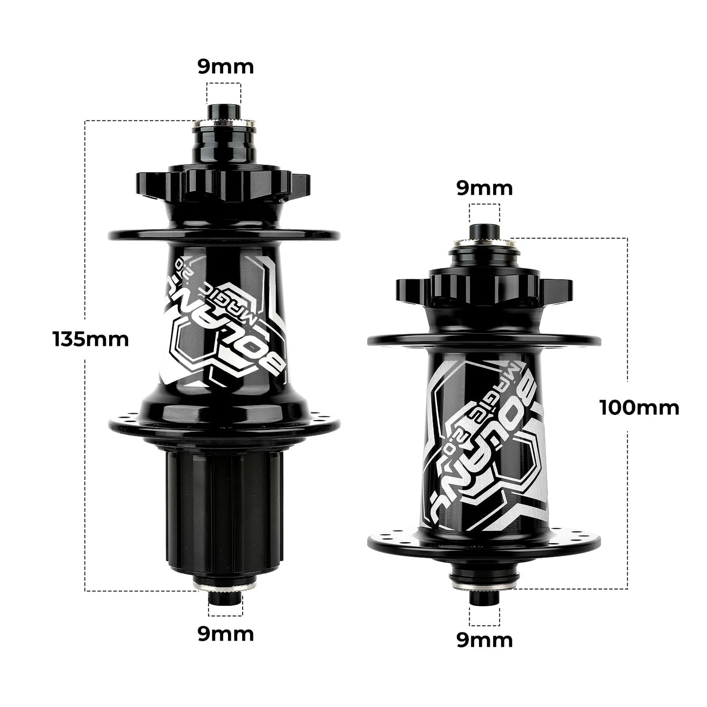 VIARON X7 MTB Bike Hub Disc Brake Hubs Front Rear HG 8/9/10/11/12 Speed+Quick Release Lever 6 Claws 32 Holes 108 Clicks (Black)