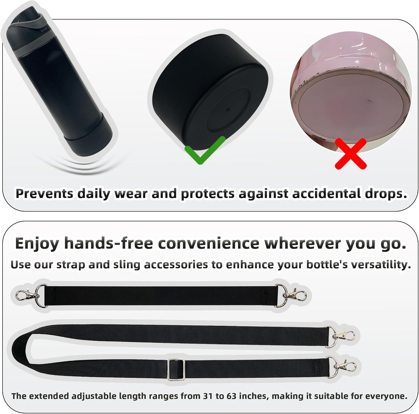 Owala Silicone Boot Set - Non-Slip Sleeve, Shoulder Strap & Handle Strap for 24/32/40 oz Bottles | Candy Coated