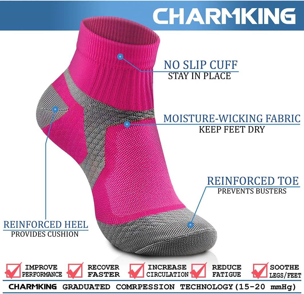 CHARMKING Compression Socks - 15-20 mmHg Circulation Support for Athletic Running & Daily Wear