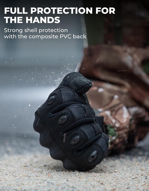 KEMIMOTO Tactical Gloves - Touchscreen Motorcycle Gloves with Hard Shell & Palm Padding | Ideal for Sports, Cycling & Hunting