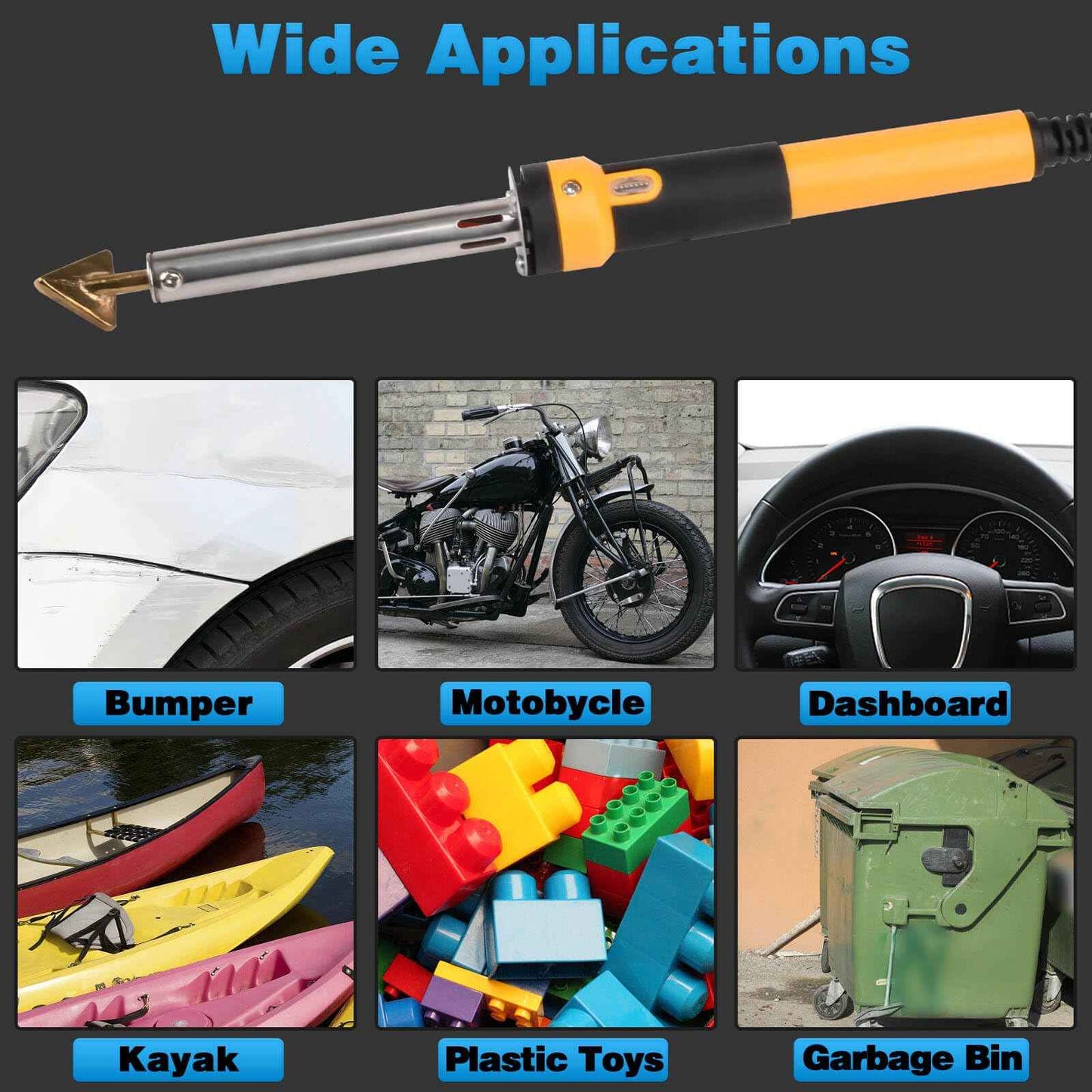 XR MARKET 150W Rapid Heating 3 IN 1 Plastic Welder, 70PCS Rods Welding Kit, 3 Tips Welder Soldering Iron Kit, Plastic Repair Kit for Car Bumper Dashboard Kayaks Canoe Repairs