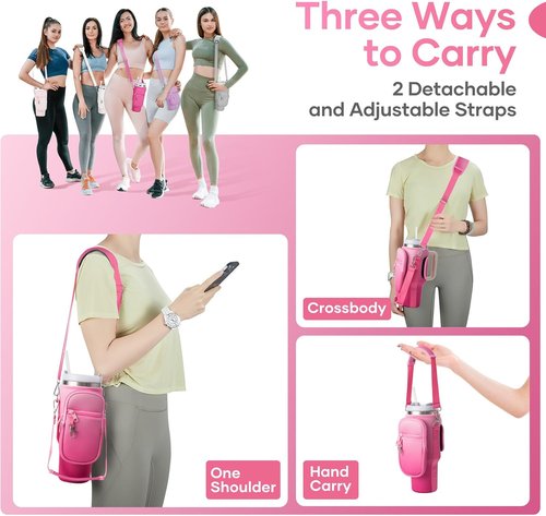 Linmaya Water Bottle Carrier Bag - Neoprene Cross-Body Bag with Phone Holder for Stanley Cup 40/30oz