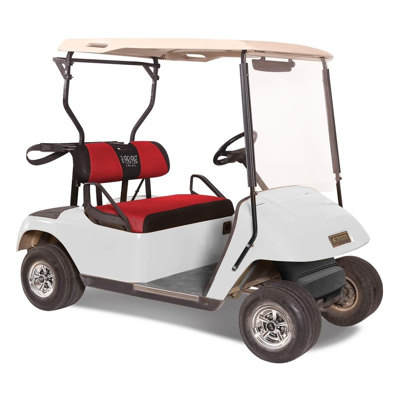 10L0L Golf Cart Seat Covers for EZGO TXT RXV & Club Car DS 2000-up, Breathable Air Mesh Fabric Washable - Red Black