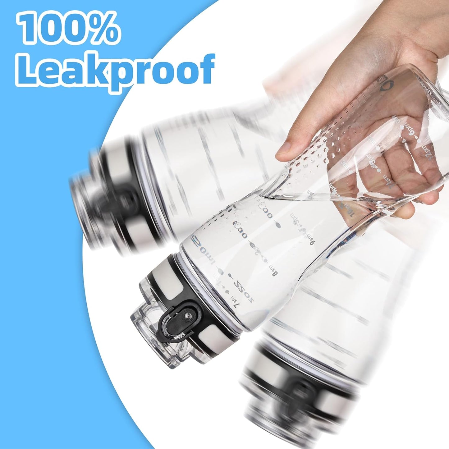 OLDLEY Motivational Water Bottle - 25 oz Leakproof Tritan Design with Time Marker & Strap | Perfect for Gym, School & Travel