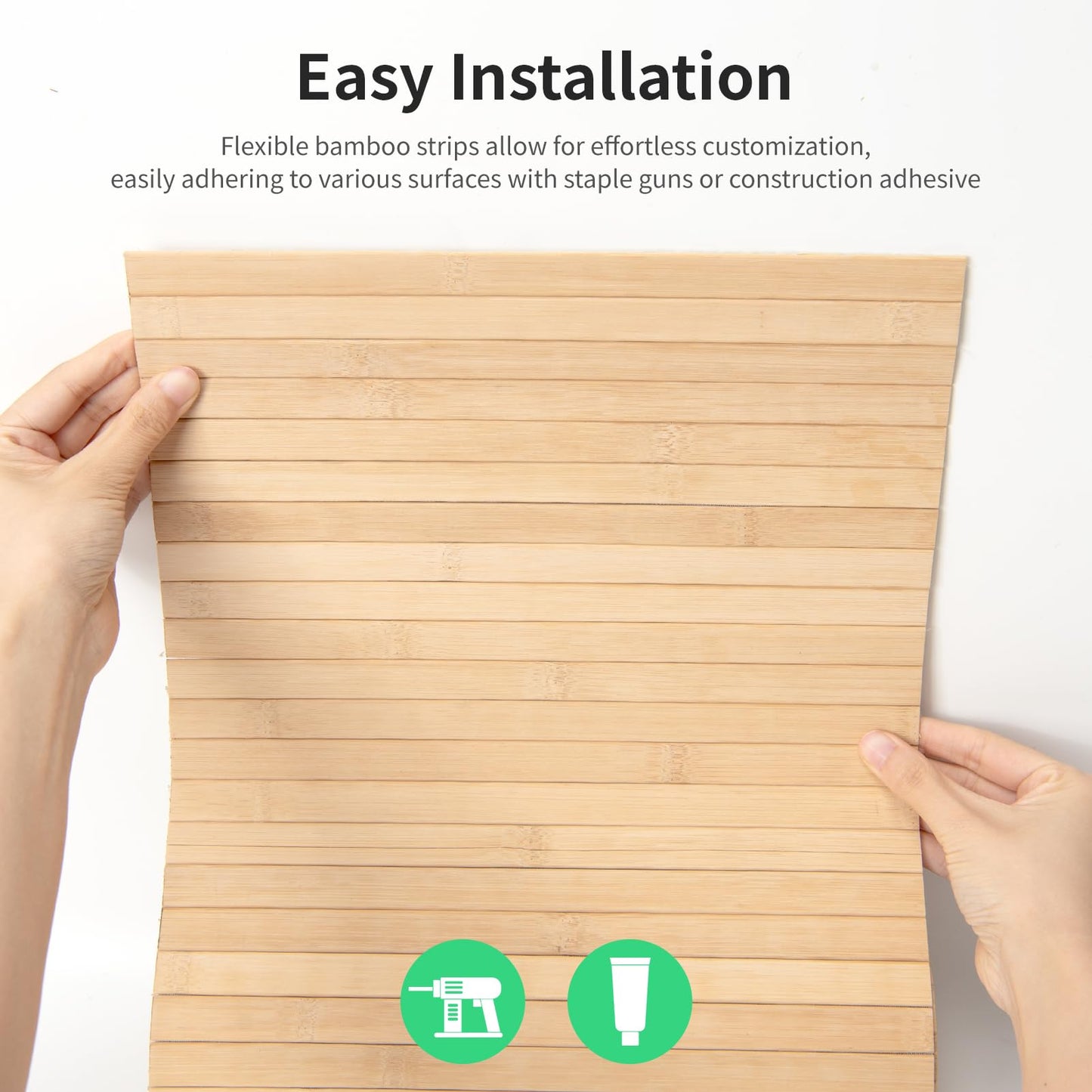 AMZDEPOT Natural Bamboo Wall Panel for Interior Wall Decor, Renewable Pole Wrap Wainscoting Paneling for Wall Ceiling Furniture Cabinet Office, 12 x 96 Inch, Carbonized