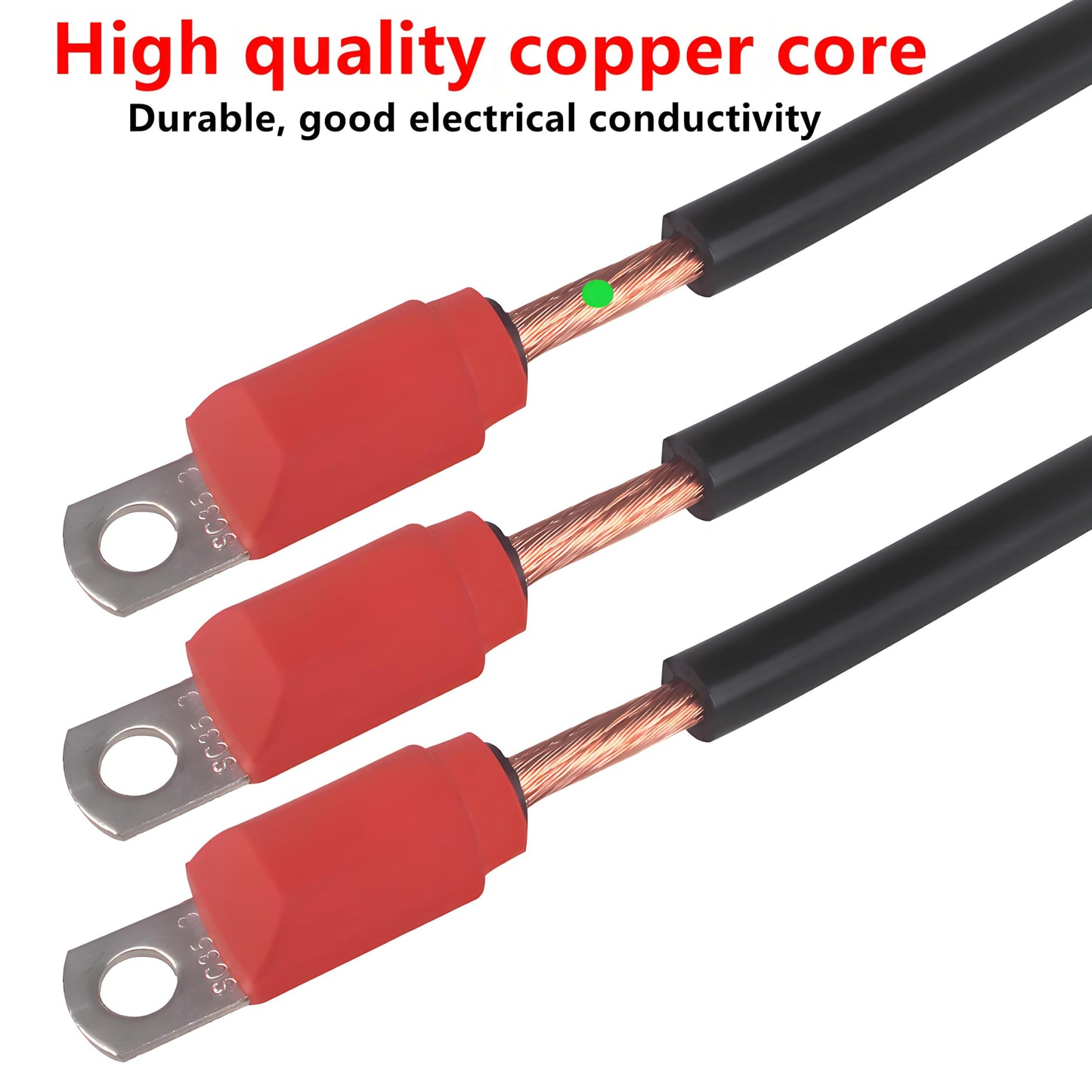 WLOOD Golf Cart Battery Cables 4 Gauge for 36v & 48v EZGO TXT 1994-UP, AC/DC Wire Golf Cart Battery Pure Copper Wiring Kit with Heavy Duty Wire Lugs - Black & Red