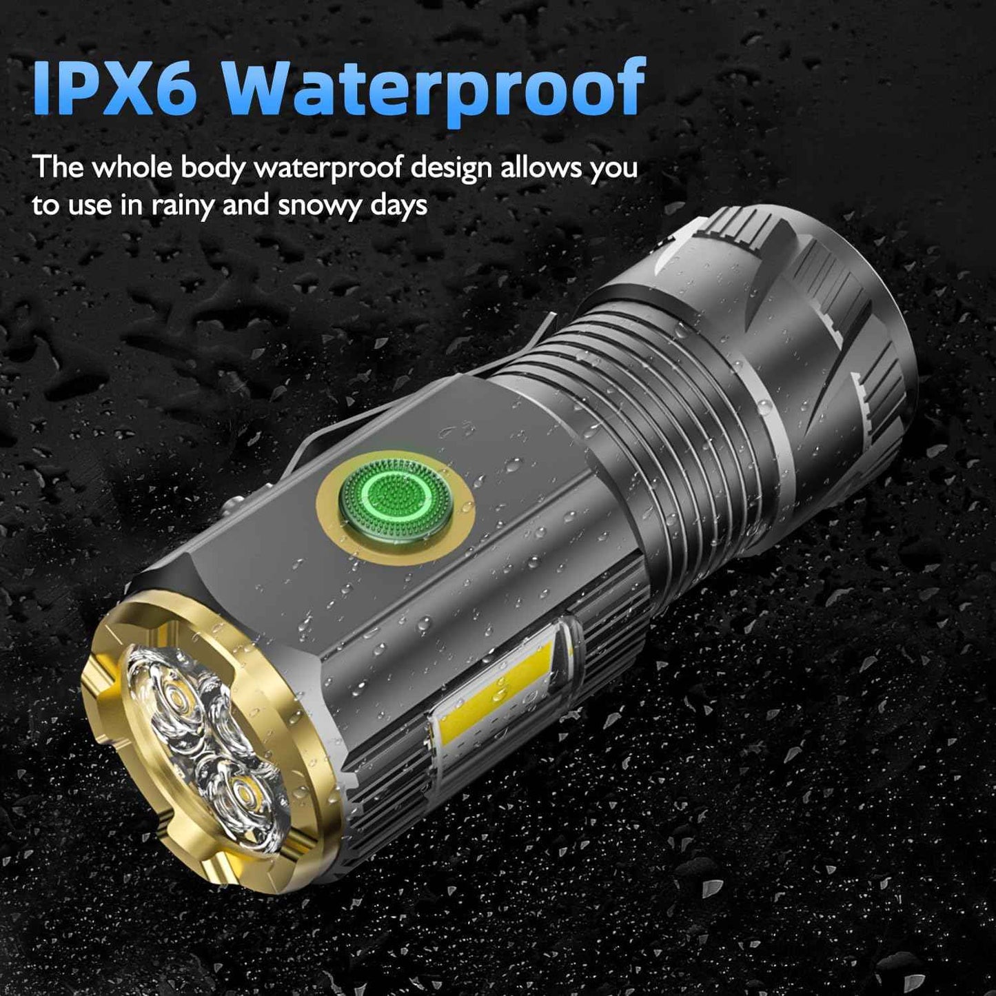 AIERSEN mini LED Flashlight with Magnetic Base and Side Clip, 6 Modes, high Brightness Small Flashlight, IPX6 Waterproof, is The Best Small Flashlight for Camping, Travel, and Emergency situations