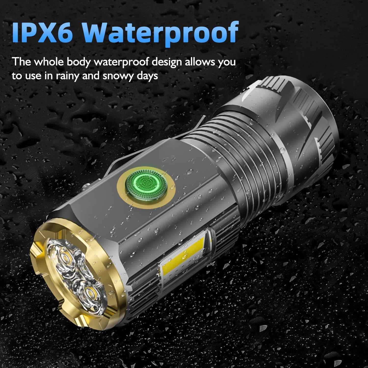 AIERSEN mini LED Flashlight with Magnetic Base and Side Clip, 6 Modes, high Brightness Small Flashlight, IPX6 Waterproof, is The Best Small Flashlight for Camping, Travel, and Emergency situations