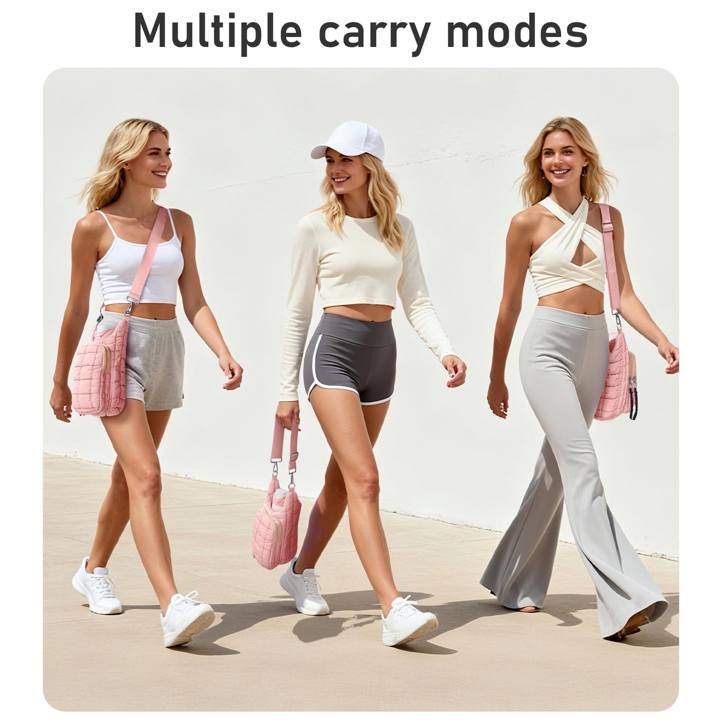 WOOMADA Water Bottle Holder RFID Crossbody Bag for Women, Ideal for Walking, Hiking, Cycling(pink)