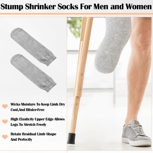 Bunnycool 10 Pcs Prosthetic Stump Shrinkers Amputee Socks Stump Shrinker Prosthetic Limb Socks for Men Women(Large,Gray Color)