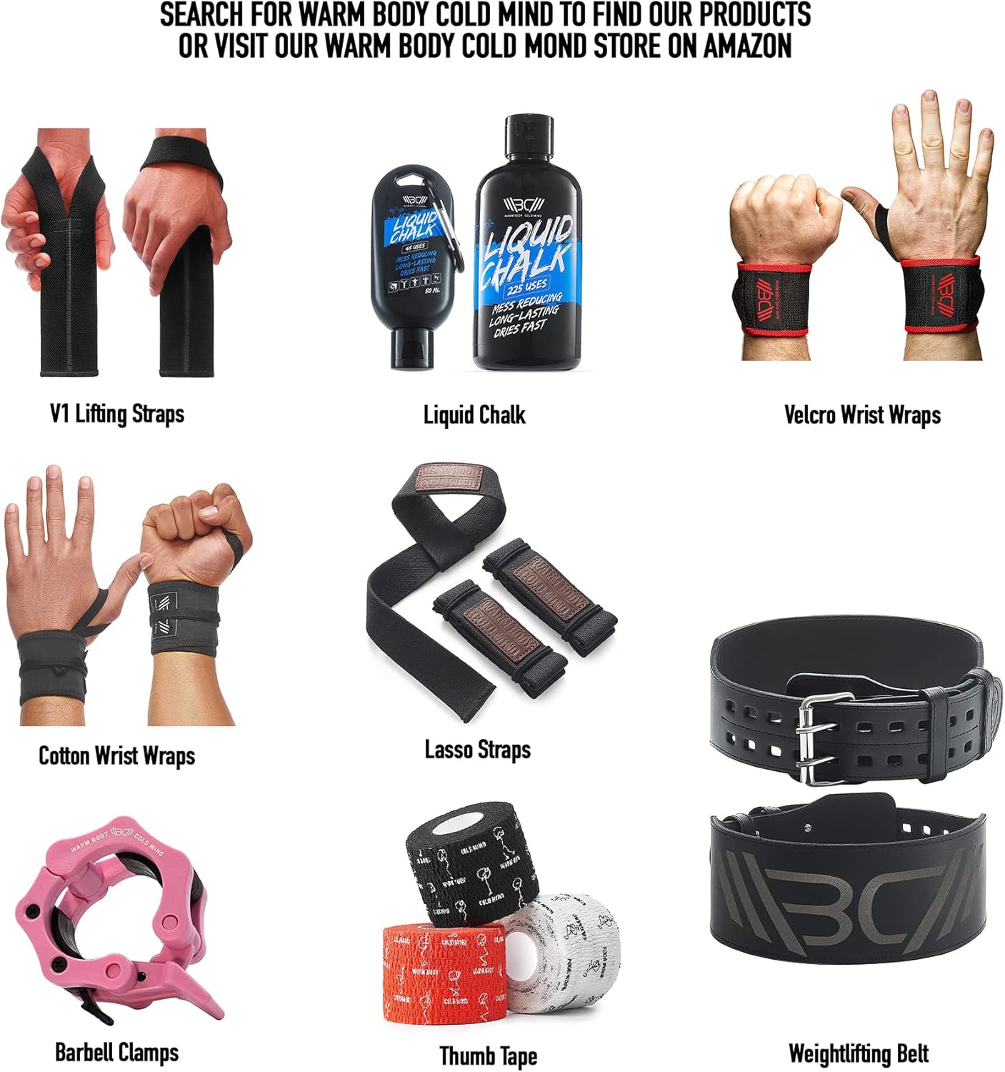 WARM BODY COLD MIND Lasso Lifting Wrist Straps - 770 lb Rated Hand Wraps for Weightlifting & Powerlifting