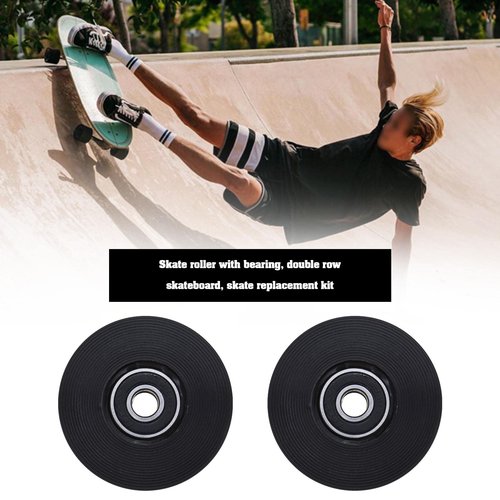 Create Idea 4PCS Roller Skates Wheels, 54mm Diameter, 80A Hardness, Quad Skates Replacement Wheels, Black, ABEC-9 Bearings, 4 Pack