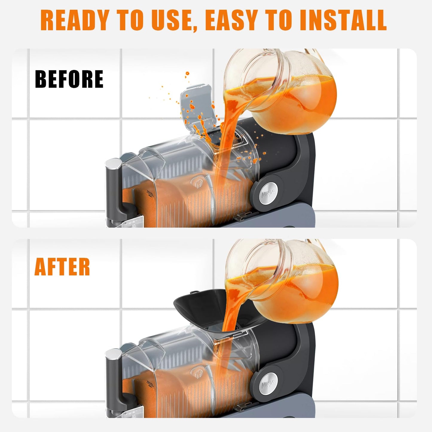 Anti-Splash Flow Hood For Ninja Slushie Machine FS301/FS300 - Liquid Guide Cover - Ninja Slushie Machine Accessories - No Spills When Pouring Beverages/Fruit Juices - Tool-Free Installation