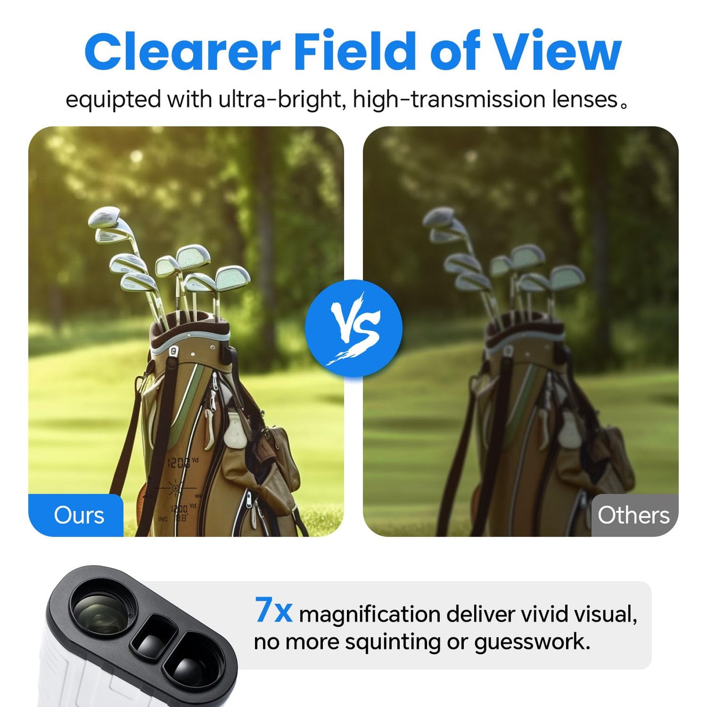 1200 Yards Range Finder Golf with Slope, 7X Magnification Range Finder, Lightweight Portable Rechargeable Rangefinder, Flag Lock Vibration, Switch for Legal, Range Finders for Golf Accessory (White)