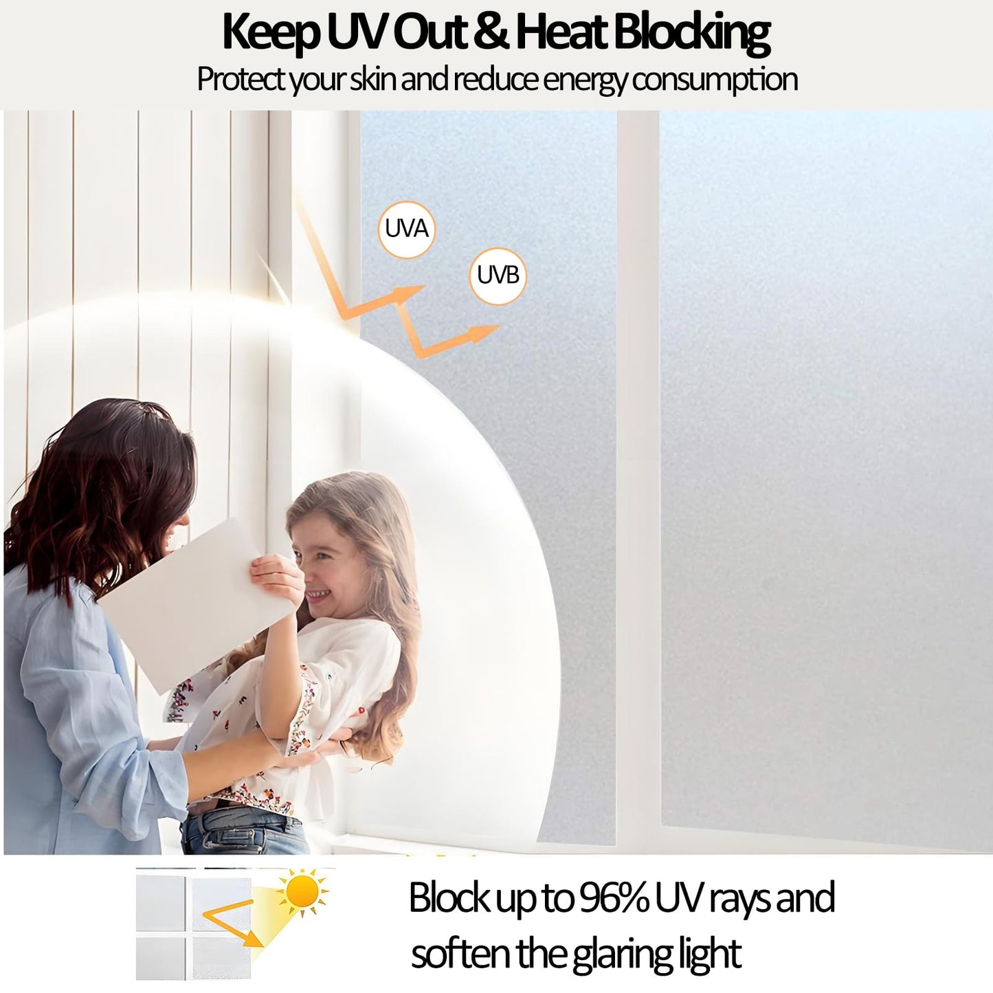 ZHMRROAD Frosted Glass Window Privacy Film Removable Heat Blocking UV Protection Static Cling Window Film for Bathroom Home Door Office Pure 17.5 x 78.7 Inches