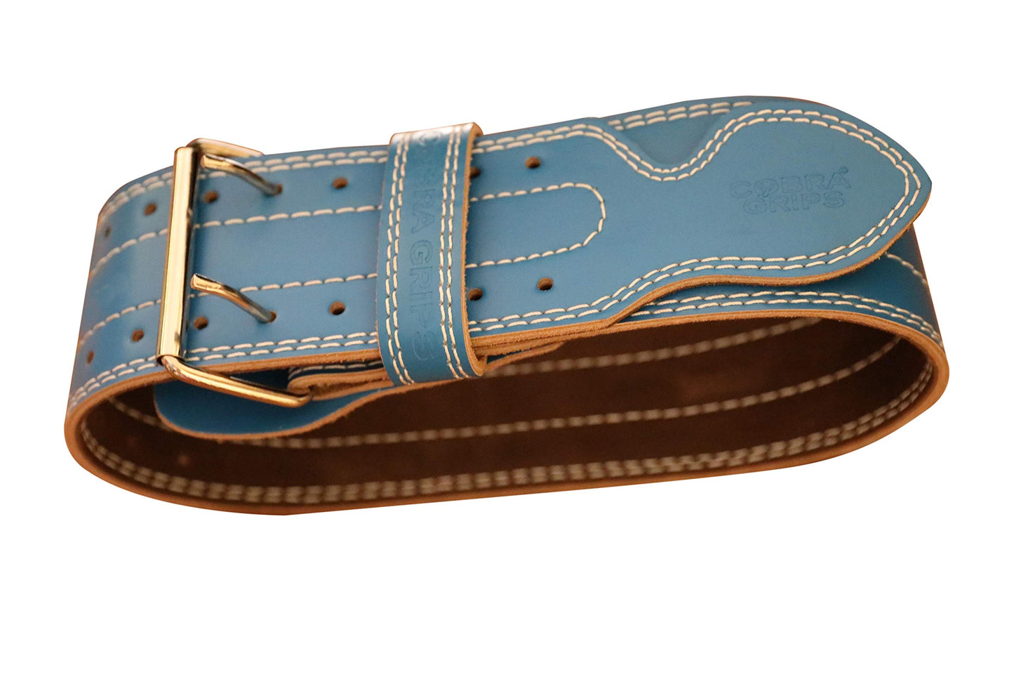 Weight Power Lifting Belt 4” Wide Cobra Grips Best Premium Genuine Leather Belt for Men & Women Adjustable Weightlifting Back Support (Cyanic Blue, Medium 32"-40")