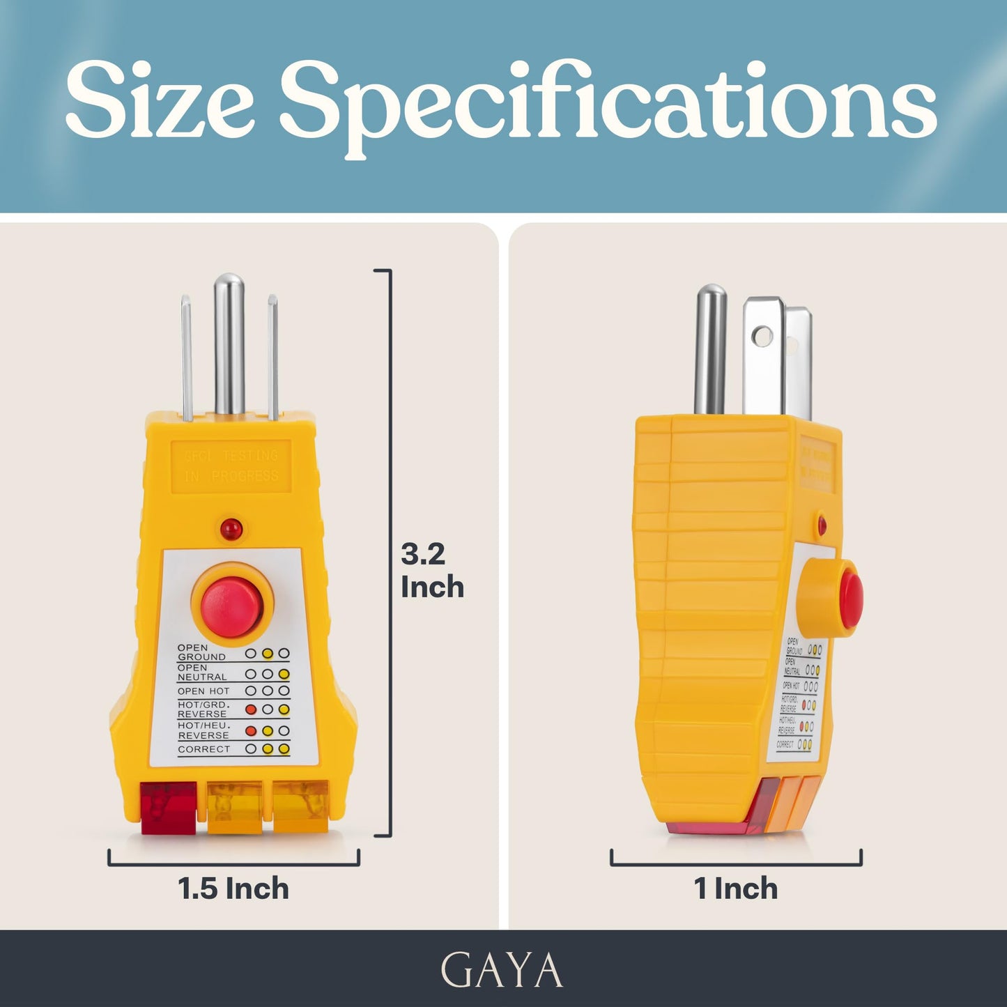 GAYA Grounding Outlet Tester Earthing for Grounding Products, Electric Outlet Testing Plug in, GFCI Test, Receptacle and Plug Testers, Circuit, Ground, GFCI Outlet, Socket Power Check