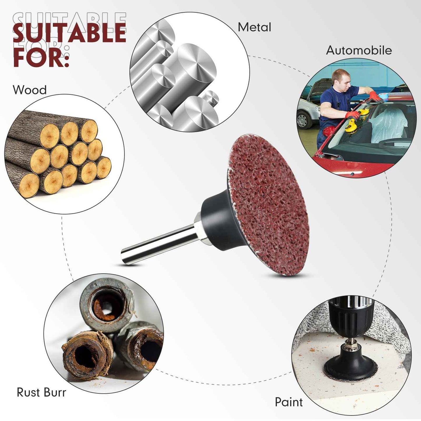 Newwiee 150 Pieces 2 Inch Sanding Discs 40 Grit Roll Lock Die Grinder Sanding Disc for Surface Prep Strip Grind Polish Finish Burr Rust Paint Removal Red