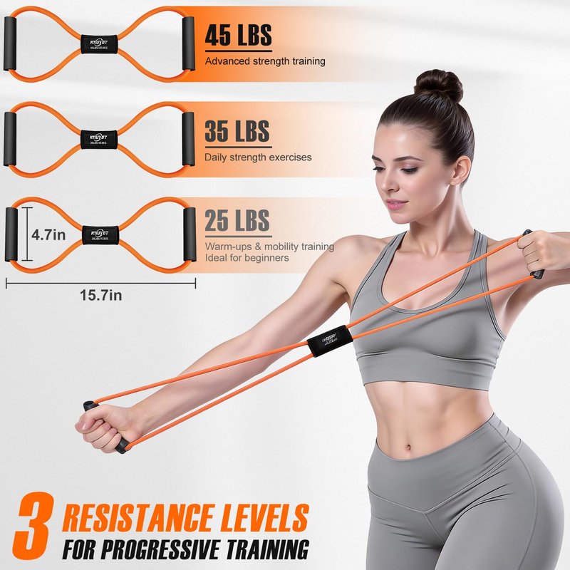 Upgraded Durable Pedal Resistance Band with Handle and Figure 8 Resistance Band Set, Stretch Bands for Exercise, Full Body Workout Equipment for Core Abs Waist Arms Back Stretching Training