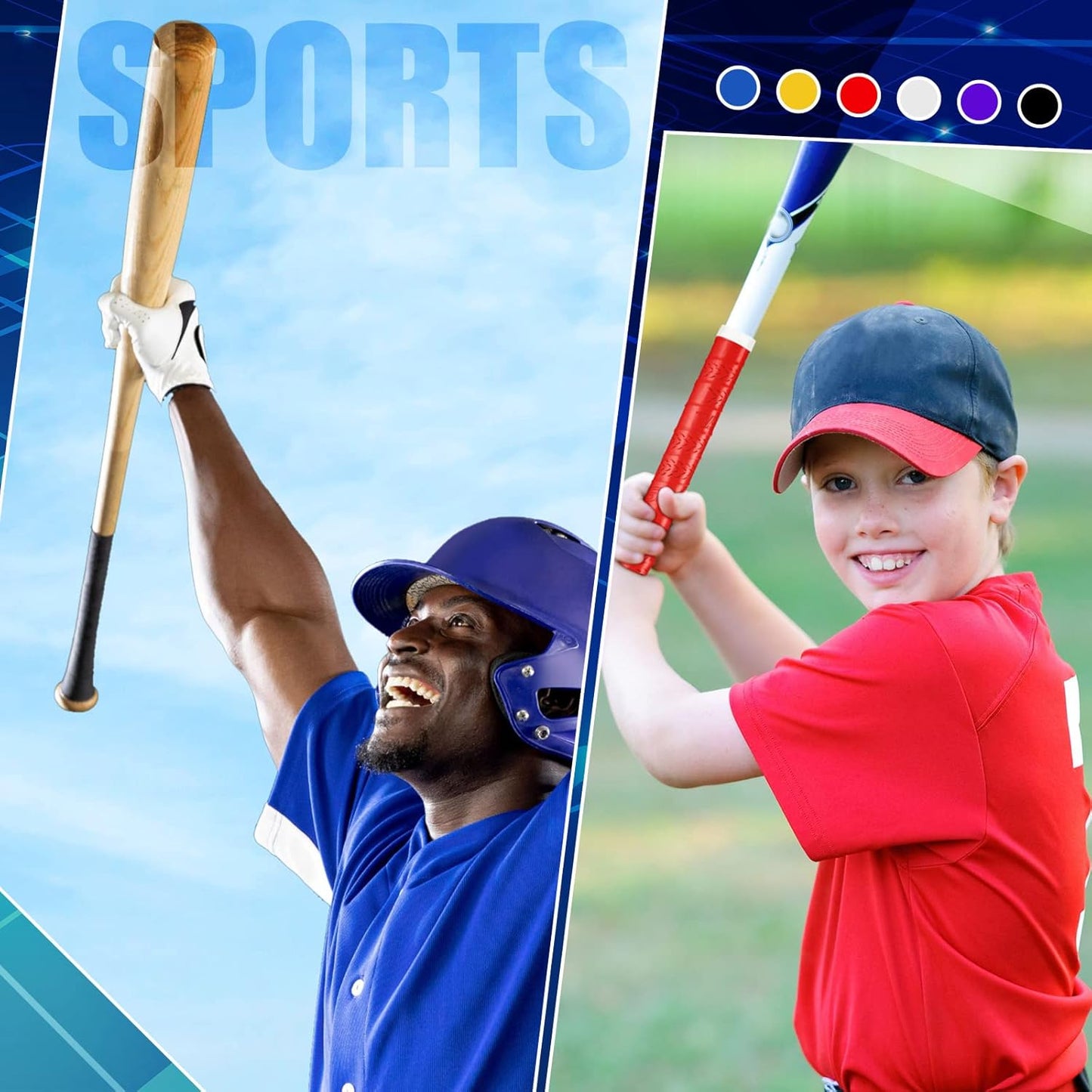 Sosation Bat Grip Tape - 12 Rolls of Comfortable, Soft, Full Adhesive Replacement for Baseball & Softball