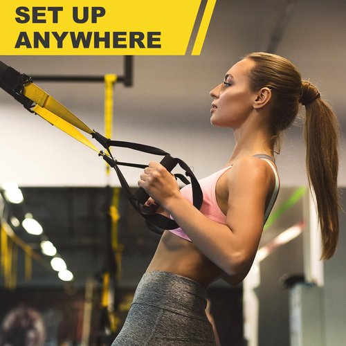 Home Resistance Training Kit for All Levels, Suspension Trainer Straps With Handles For Full Body Workouts at Home, Includes Door Anchor And Mesh Bag for Gym,Outdoor,Travel