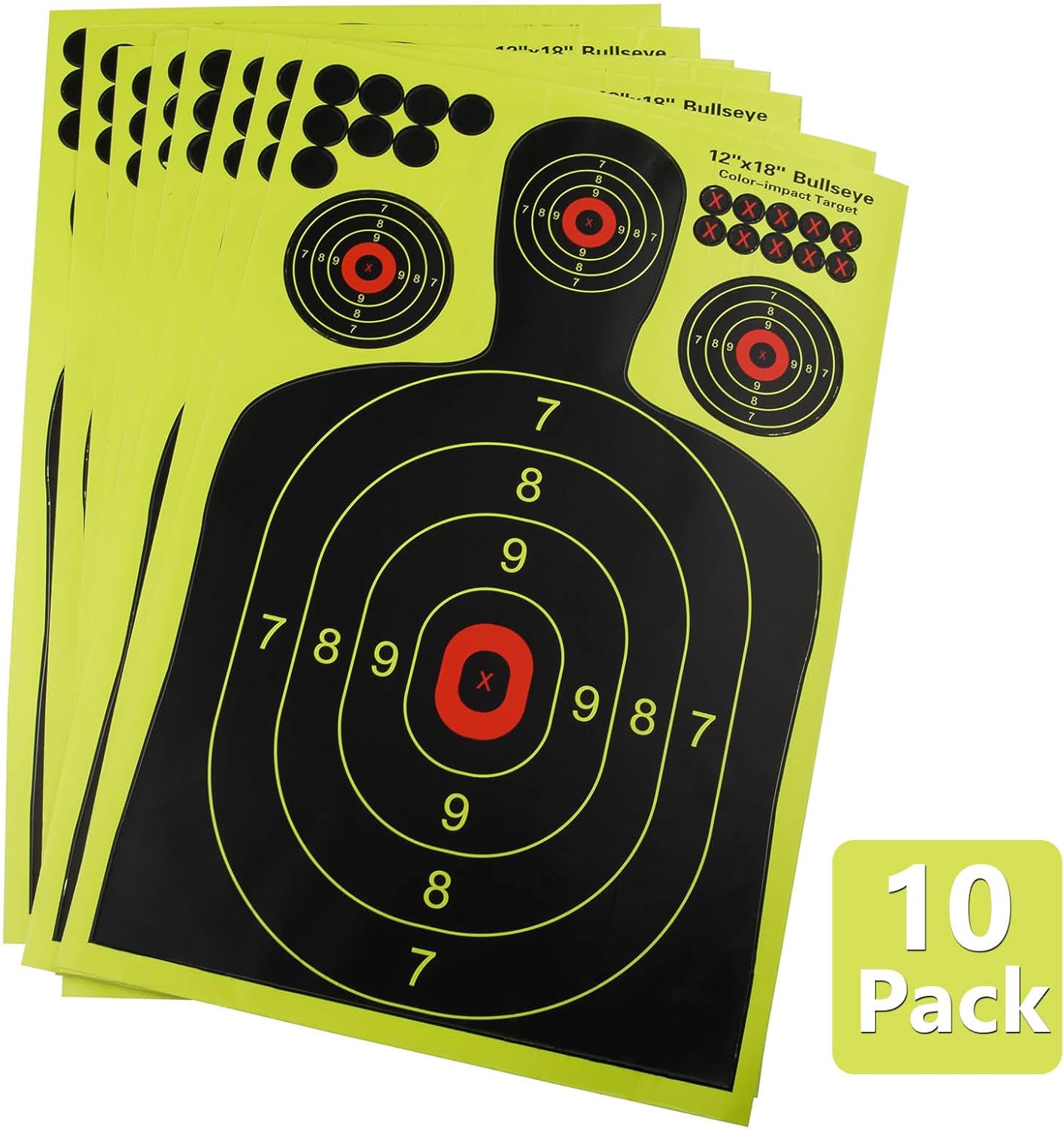 Silhouette Splatter Targets - 12x18 Inch for BB Guns & Airguns | Bright Burst Visibility - 10 Pack