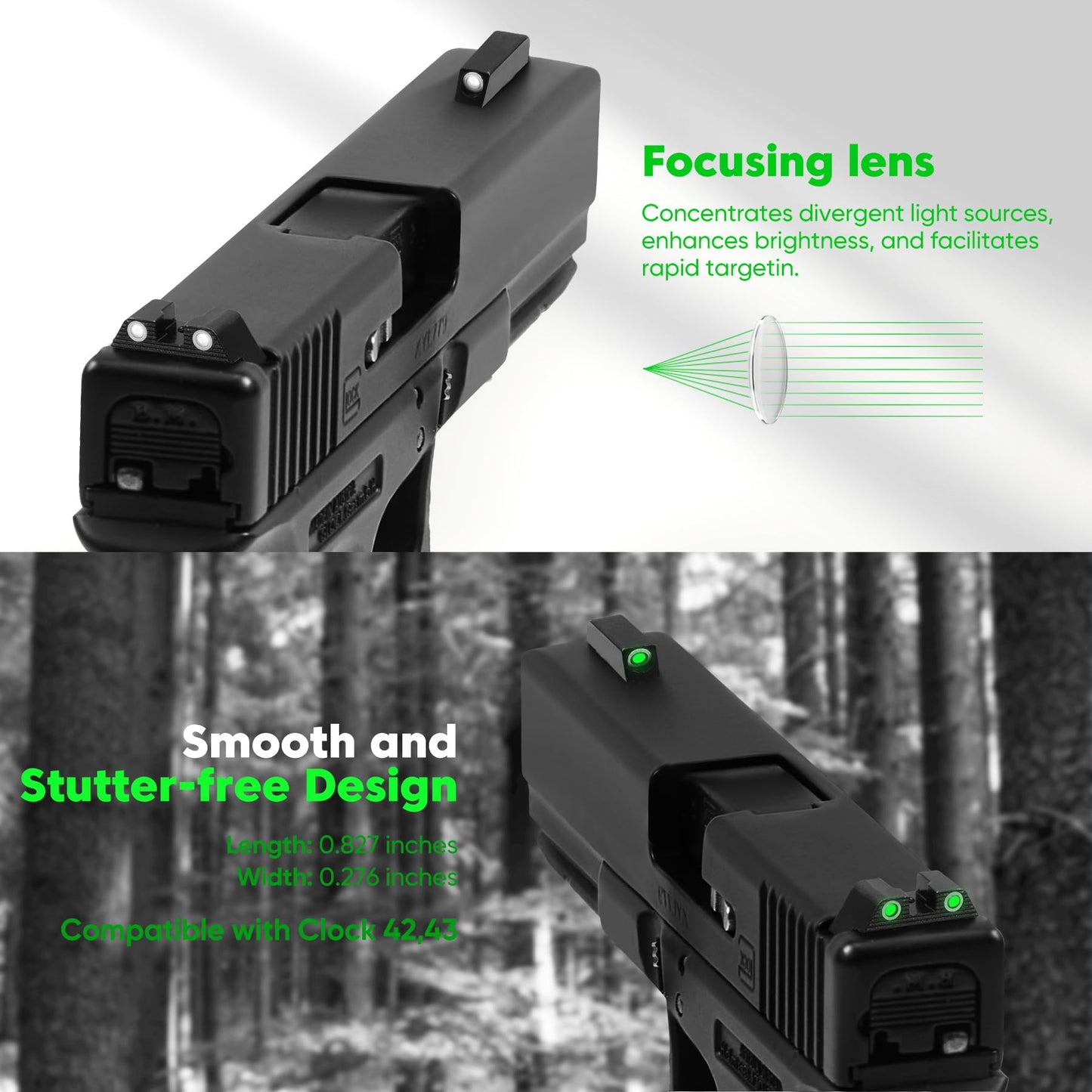 DEEPOWER Night Sight- 3 Dot High Visibility Handgun Sight with Tool Fits 17, 19, 22, 23, 24, 26 & 27